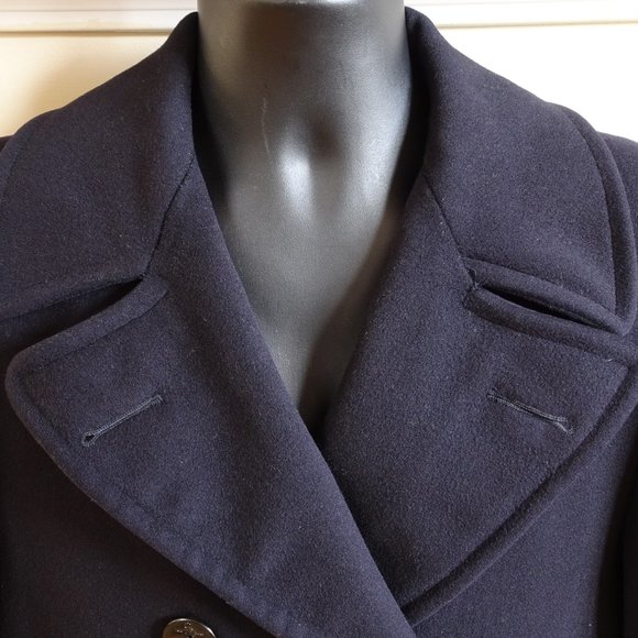 Vintage USN Navy "Naval Clothing Depot" WW2 Dark Blue Wool Pea Coat Size 38 - Picture 3 of 12